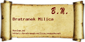 Bratranek Milica névjegykártya